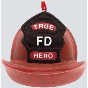 Hallmark Christmas Tree Ornament Firefighter Helmet Hat True Hero